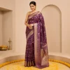 Image 1 Premium Floral Banarasi Silk Saree with Unstitched Blouse