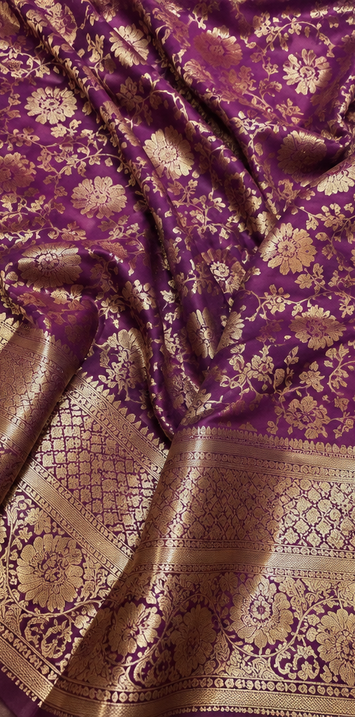 Image 2 Premium Floral Banarasi Silk Saree with Unstitched Blouse